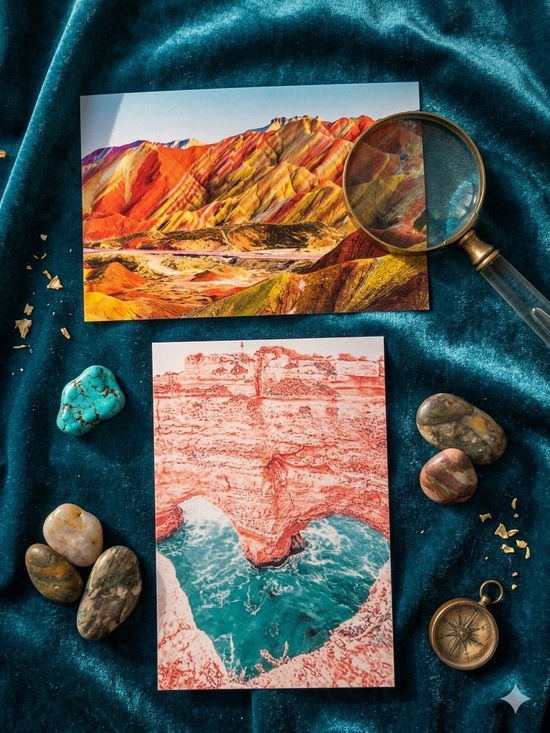 Other - Colorful Coastal Heart Art Postcards